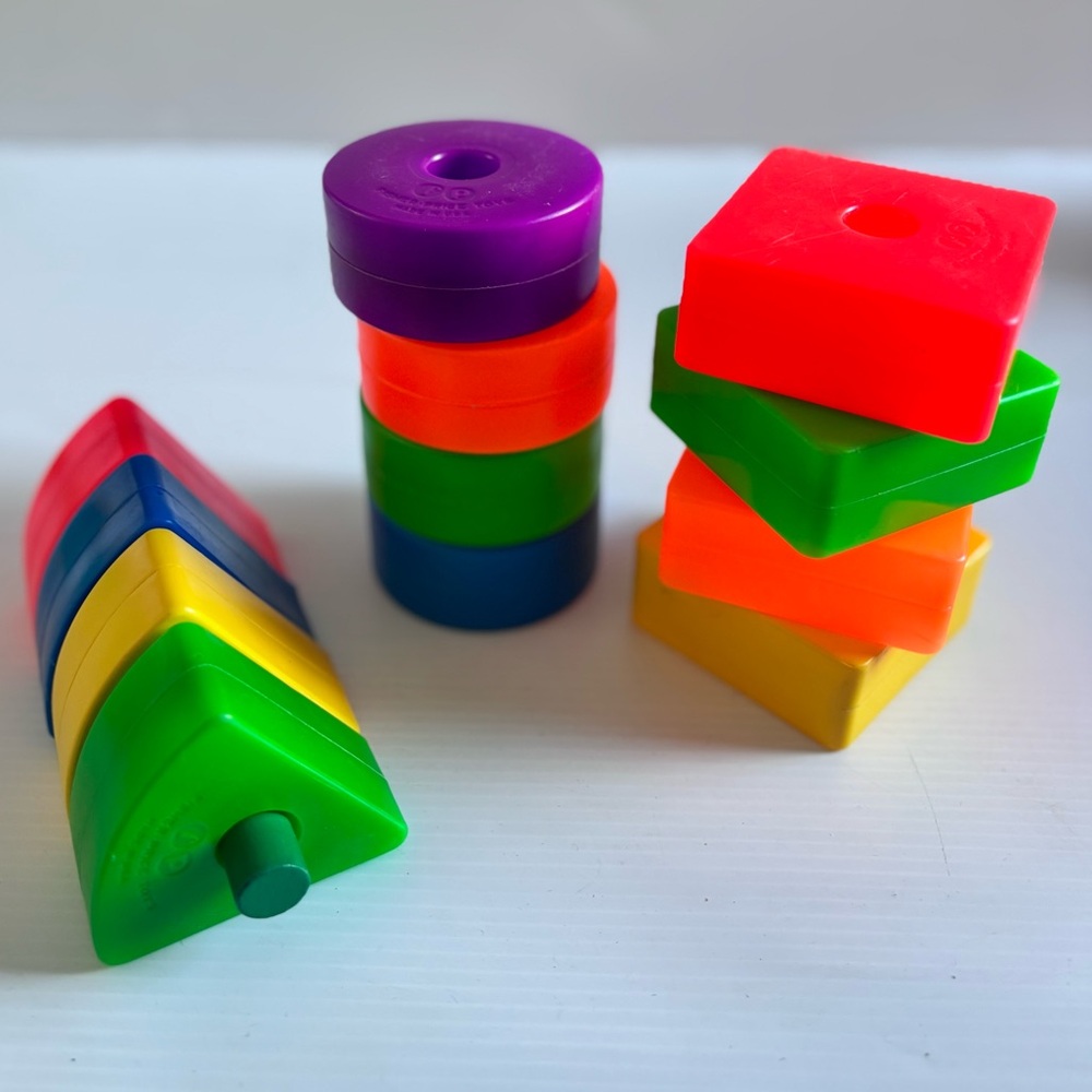 Vintage Fisher Price Stacking Shape Toy Lot 13 Pieces